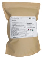 Tevally Organics certified organic dwarf grey sugar peas 3 kg package back view showing nutritional facts, ingredients, and organic certifications