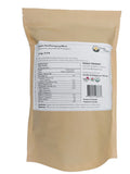 Tevally Organics certified organic hard red wheat berries in 1.5 kg brown paper bag, back view showing nutritional facts, ingredients, and Canada organic certification