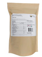 Tevally Organics certified organic hard red wheat berries in 1.5 kg brown paper bag, back view showing nutritional facts, ingredients, and Canada organic certification