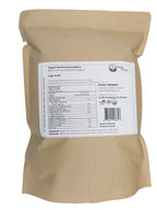Tevally Organics certified organic hard red wheat berries 3 kg package back view showing nutritional facts label, ingredients, and organic certifications