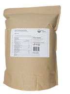 Tevally Organics certified organic hard red  wheat berries 5 kg package back view showing nutritional facts label, ingredients, and organic certifications