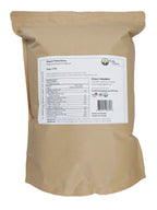 Tevally Organics certified organic hulled barley 5 kg package back view showing nutritional facts, ingredients, and organic certifications